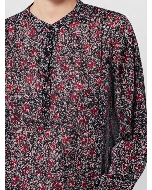 Isabel Marant Purple Cotton Floral Print Long Sleeve Blouse