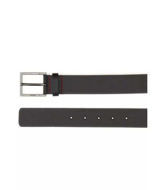 HUGO Black Leather Belt for men