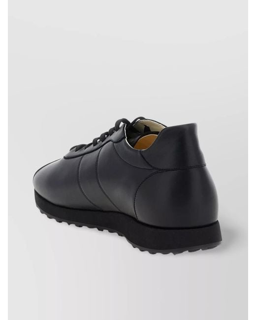 The Row Black Round Toe Rubber Sole Smooth Finish Sneakers for men