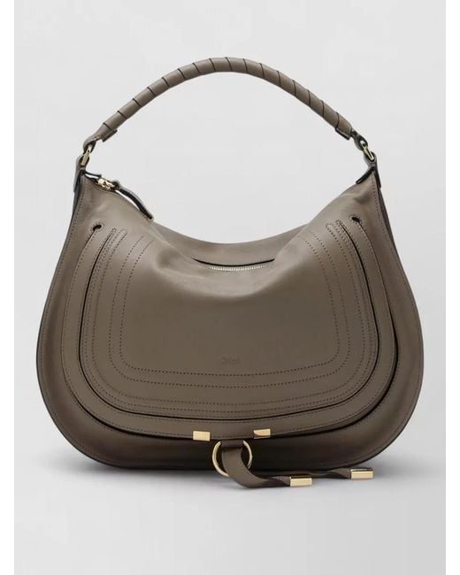 Chloé Gray Shoulder Bag Curved Shape Goldtone Hardware Top Handle