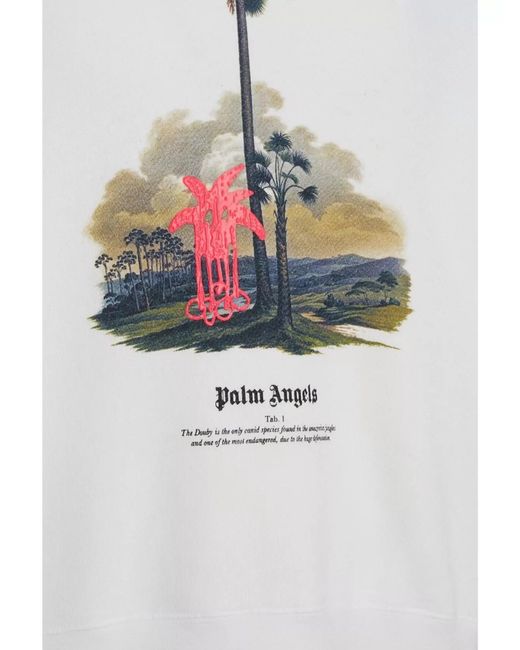 Palm Angels White Cotton Oversized Hoodie for men