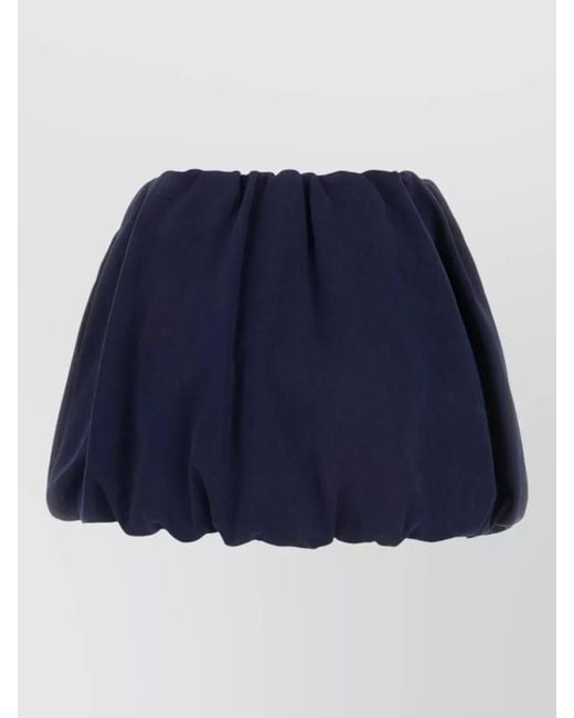 DUNST Blue Cotton Blend Mini Skirt Elastic Waistband