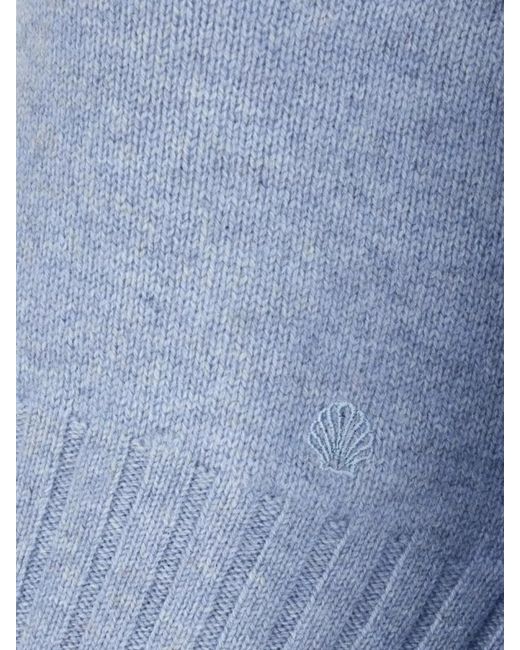 Loulou de Saison Blue Cashmere Ribbed Crew-Neck Short-Sleeve Jumper