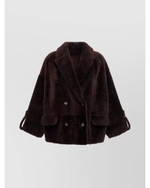 Brunello Cucinelli Black Double-Breasted Reversible Fur Jacket With Front Pockets