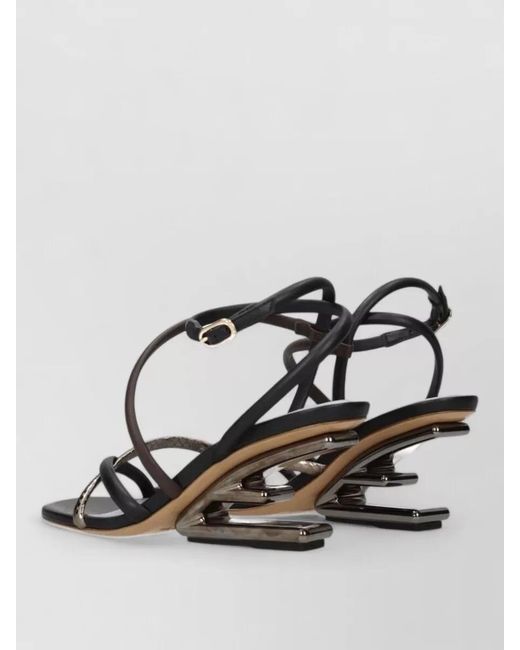 Fendi Metallic Leather Sandals