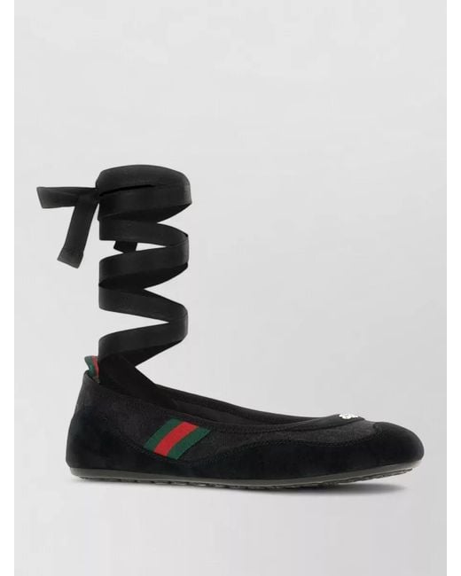 Gucci Black Suede Leather Ballerina Shoes