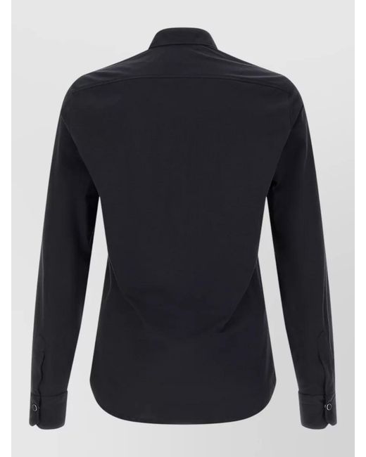 Kiton Blue Buba Shirt Straight Cut Chest Pocket Long Sleeves for men