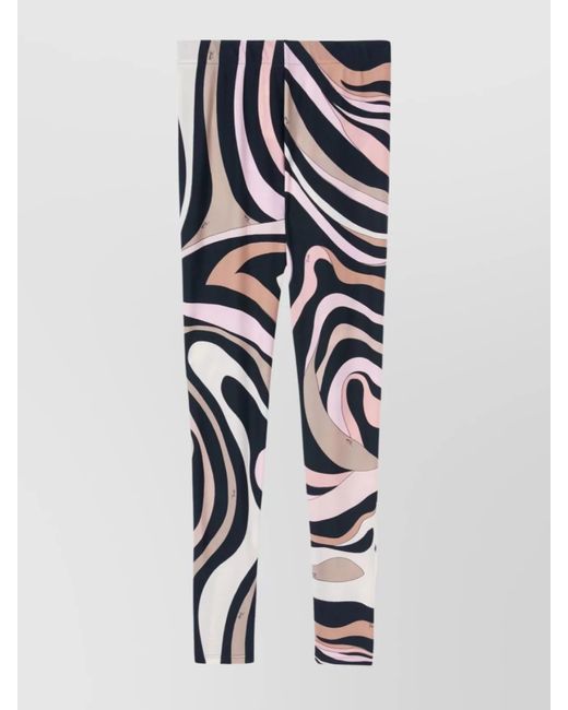 Emilio Pucci White High-Waisted Stretch Fit Abstract Pattern Leggings