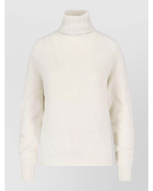 Ma'ry'ya White Turtleneck Knit Sweater Long Sleeve Design