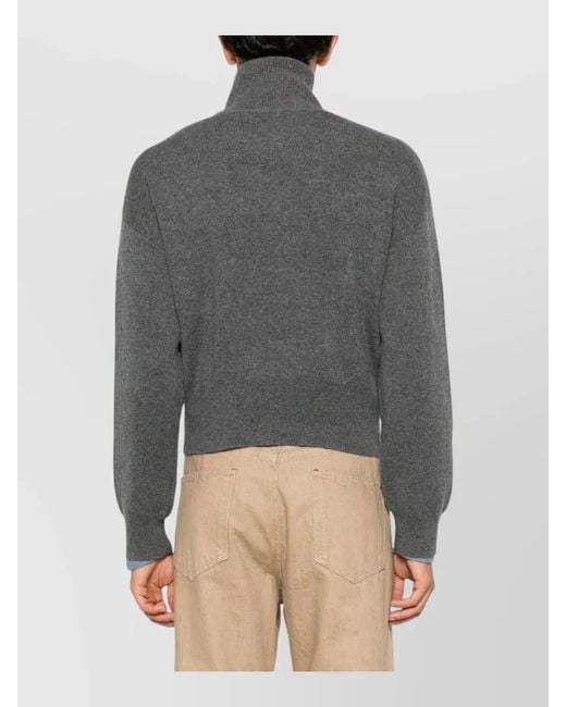 Extreme Cashmere Gray Cropped High Neck Cashmere Knit Cardigan