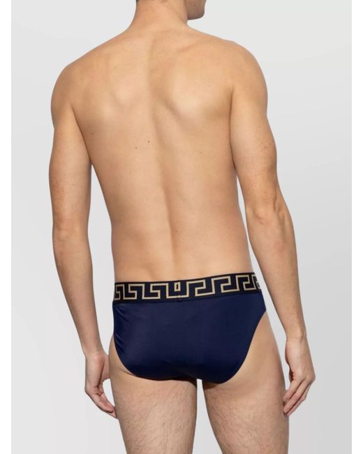 Versace Blue Logo-Waistband Swimming Trunks for men