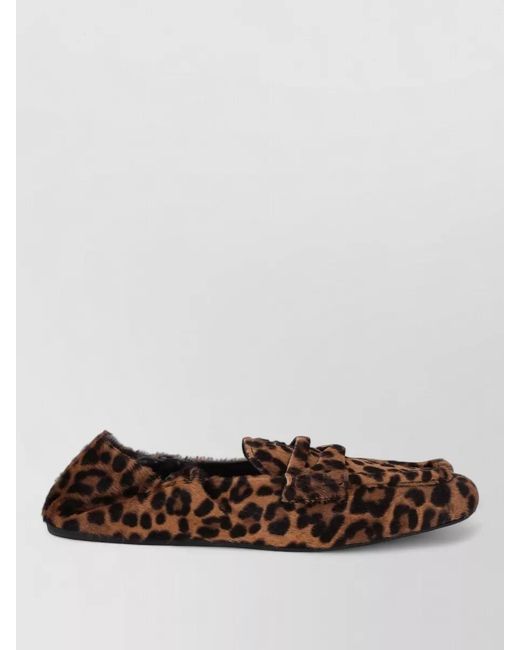 Miu Miu White Leopard-Print Loafers