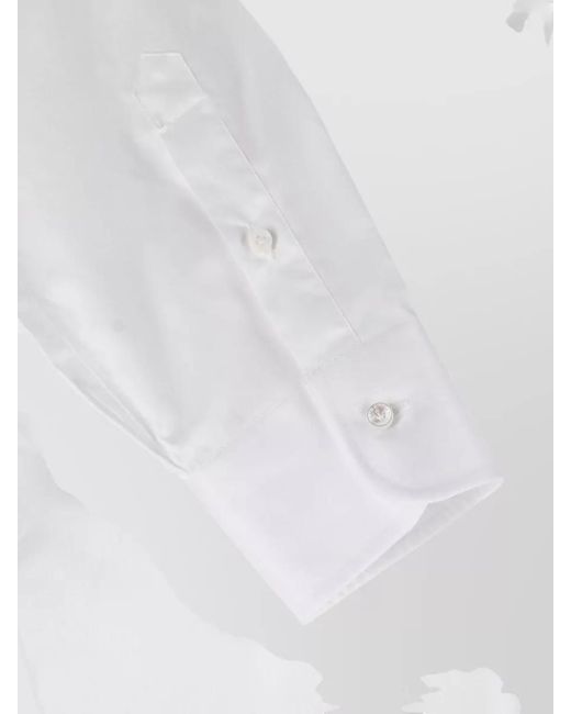 Barba Napoli White Casual Shirt Button Down Collar Long Sleeves for men
