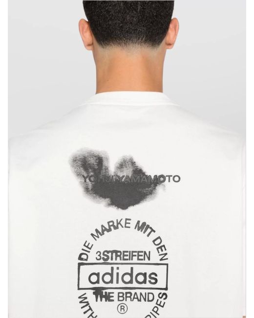 Y-3 White Cotton Logo Short-Sleeve T-Shirt for men