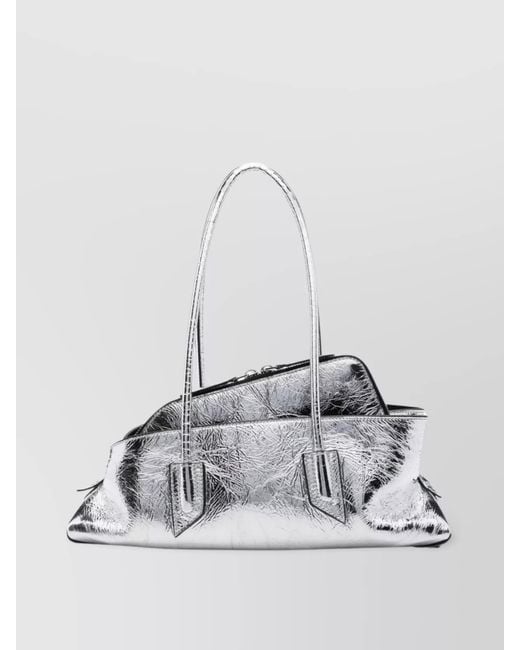 The Attico White Small Round Handle Shoulder Bag