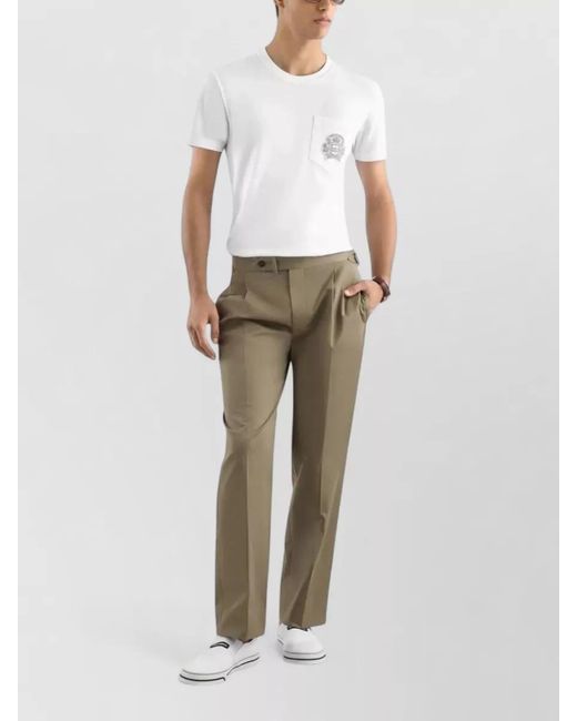 Dolce & Gabbana Natural Tailored Trousers Straight Leg Pleated Front for men