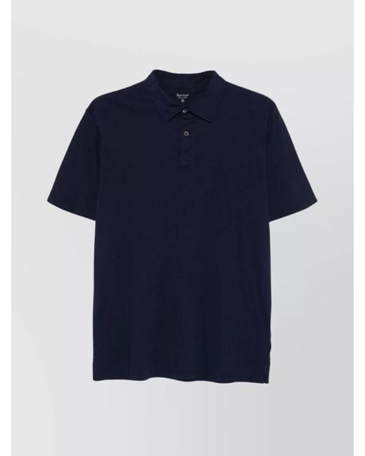 Hartford Blue Cotton Short-Sleeve Polo Shirt for men