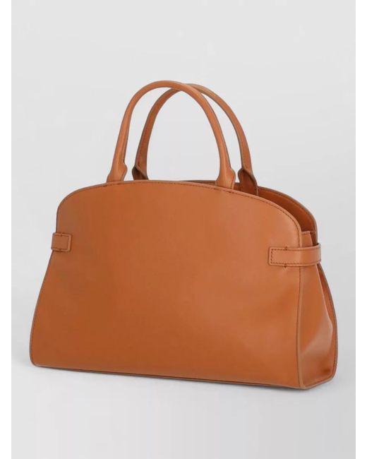 Coccinelle Brown Leather Shoulder Bag Structured Shape Buckle