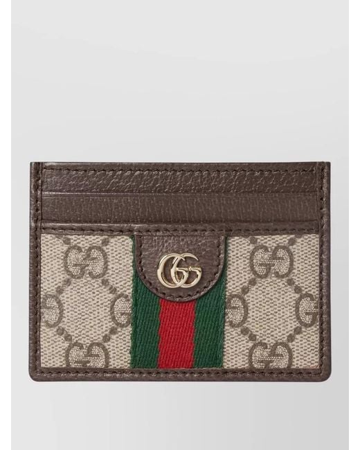 Gucci Brown Case Gg Compact Design Textured Finish