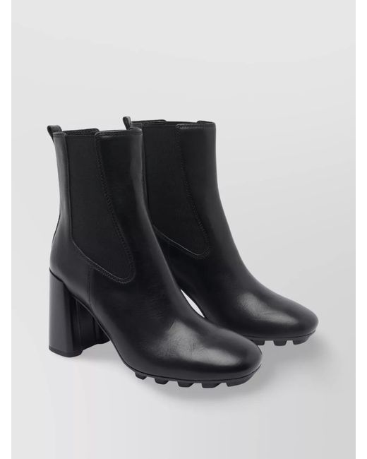Hogan Black Leather Ankle Boots