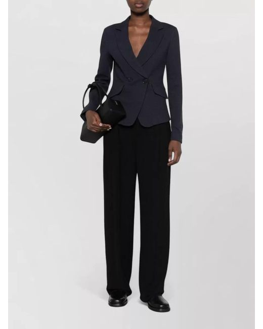Emporio Armani Blue Textured Single-Breasted Suit Jacket