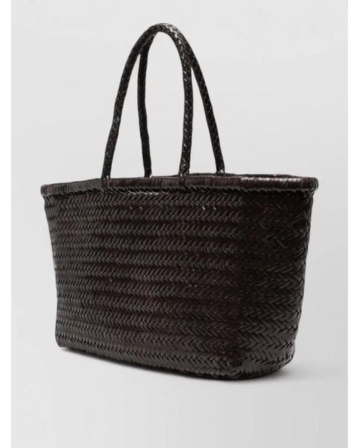 Dragon Diffusion Black Woven Beach Bag Tote Two Top Handles