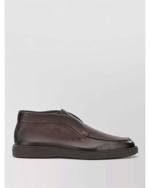 Santoni Brown Leather Dragon Loafers for men