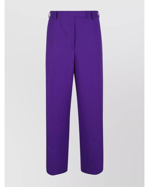 Dries Van Noten Purple Wool Wide-Leg Tailored Trousers