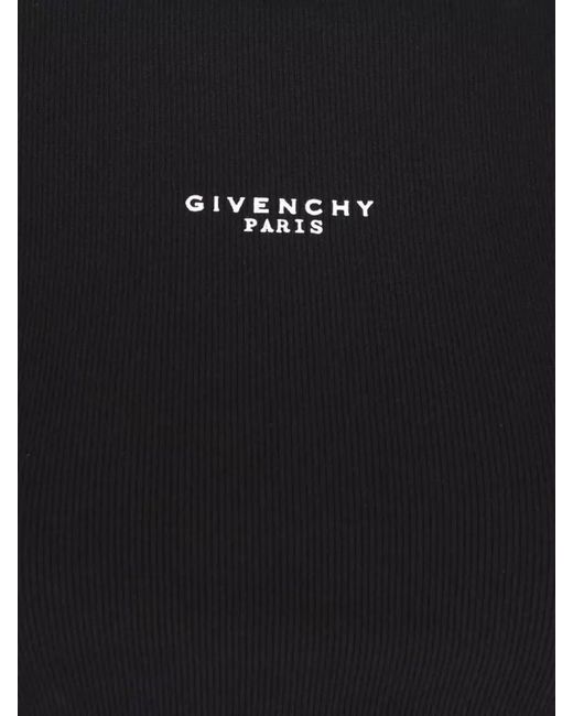 Givenchy Black Ribbed Cropped Tank Top