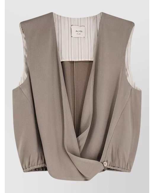 Alysi Natural Satin Top Draped Front Button Detail