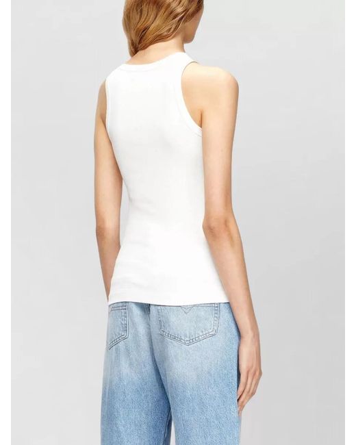DIESEL White Ribbed Slim-Fit Sleeveless Tank Top