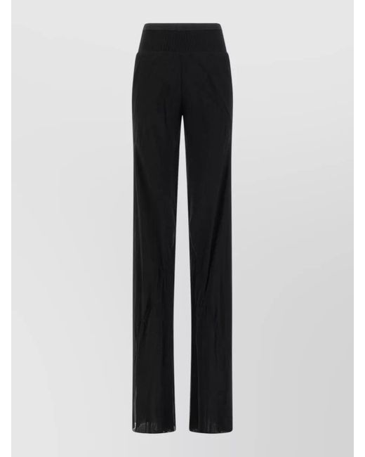 Rick Owens Black Silk Semi-Transparent Wide-Leg Trousers