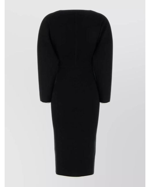 MM STUDIO Black Viscose Blend Midi Dress