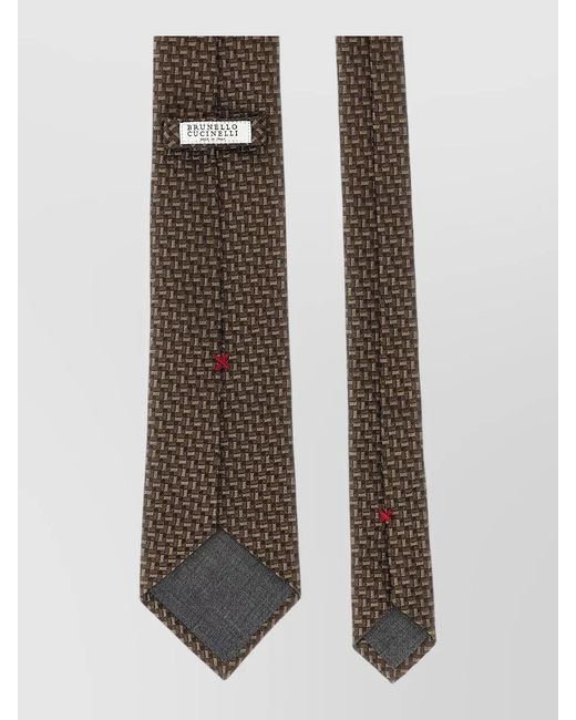 Brunello Cucinelli White Textured Silk Tie for men