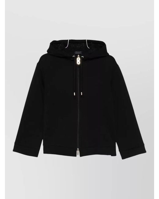 Emporio Armani Black Cotton Zip-Up Fitted Jacket