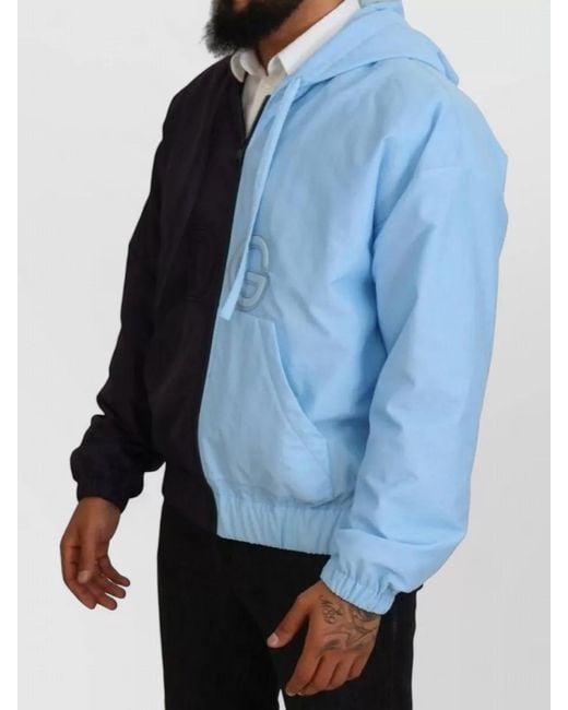 Dolce & Gabbana Blue Hooded Dg Full Zip Jacket for men