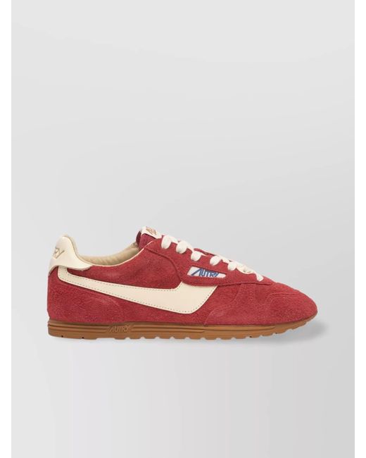 Autry Red Suede Low-Top Sneakers for men