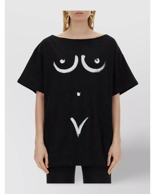 Moschino Black Printed Cotton T-Shirt