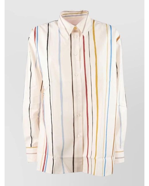 Paul Smith Natural Striped Shirt Collared Neck Long Sleeves