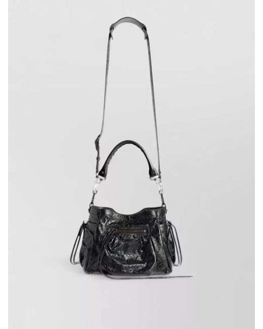 Balenciaga Black Bag Top Handle Strap Front Zip Pocket