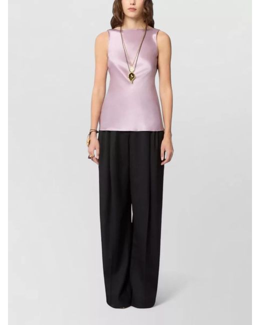 Nina Ricci Pink Silk Satin Draped Sleeveless Halterneck Blouse