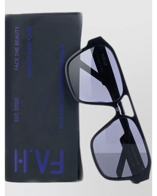 Facehide Blue Sunglasses Dark Lenses Protective Case Thick Frame