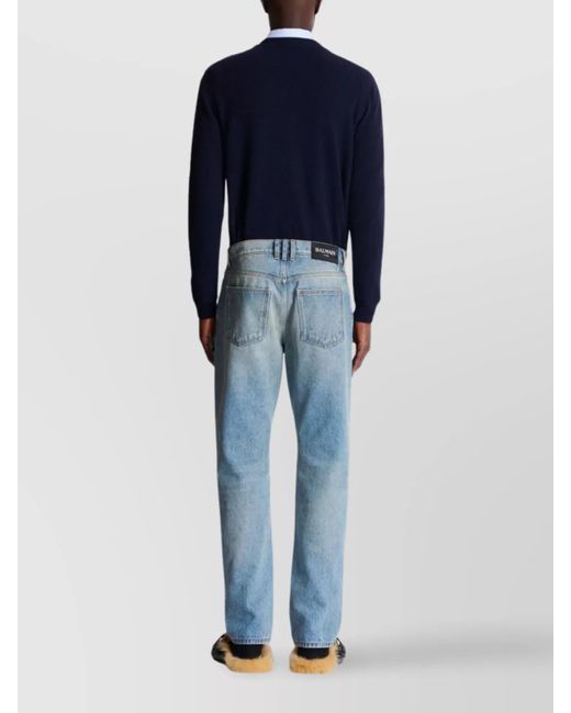 Balmain Blue Denim Straight-Leg Jeans for men