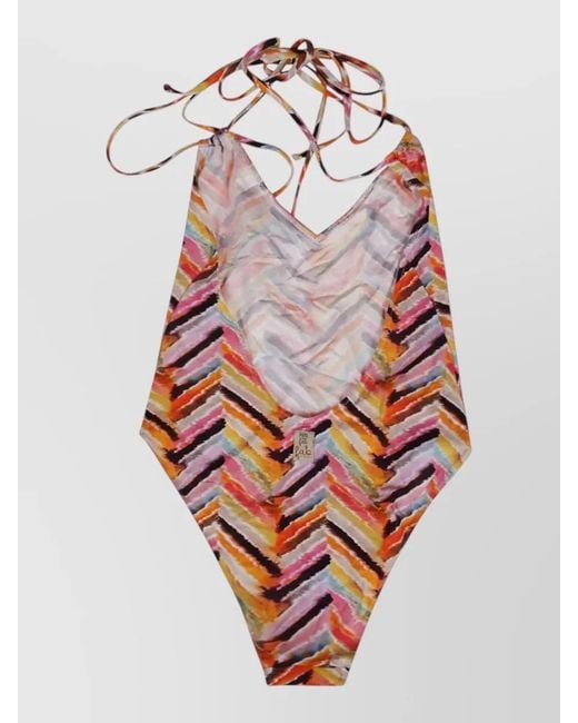 Feel me fab White Varadero Print One Piece Halter Swimsuit