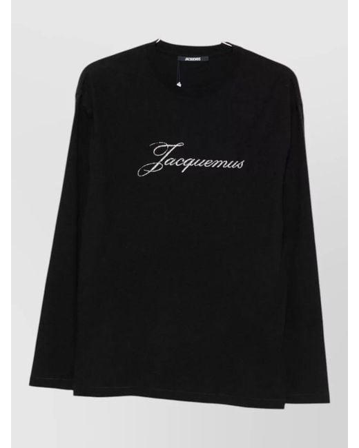 Jacquemus Black Logo Cotton Lounge T-Shirt Long Sleeves