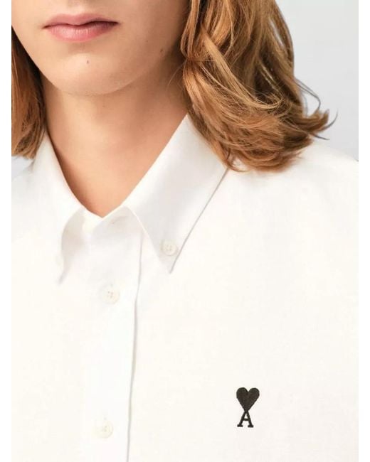 AMI Natural Tailored Long Sleeve Shirt Straight Hem