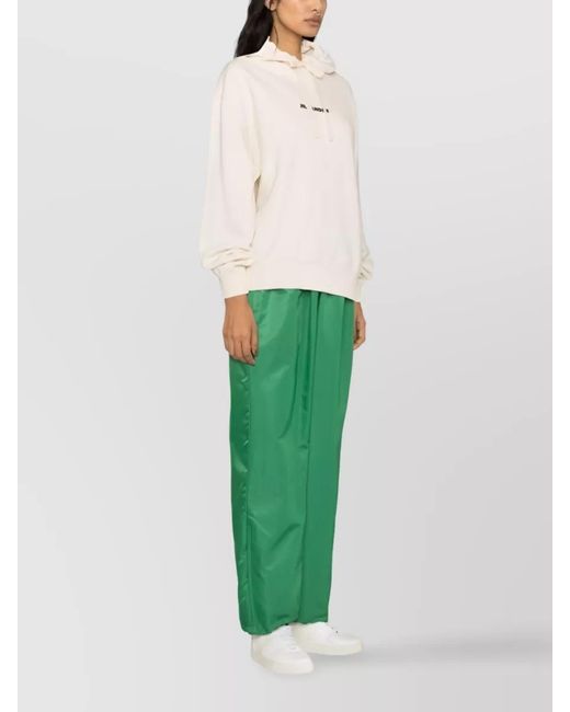 Jil Sander Natural Oversized Logo-Print Hoodie