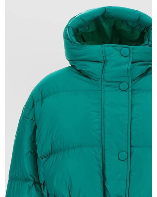 Ienki Ienki Green Michlin Hooded Down Jacket Belted Waist