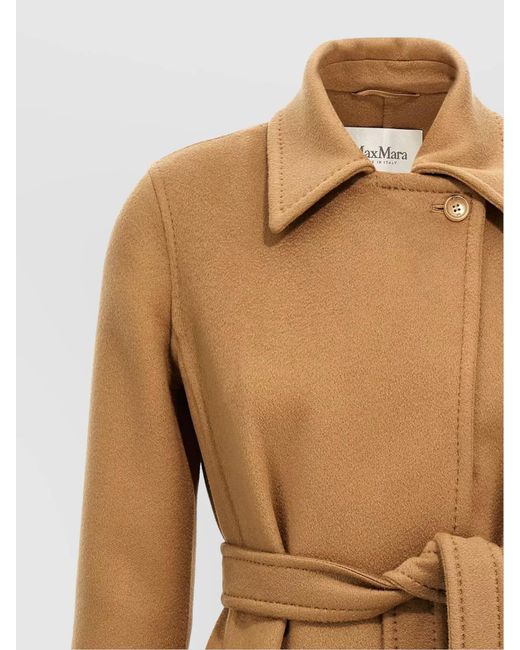 Max Mara Natural Cashmere Belted Single-Breasted Coat