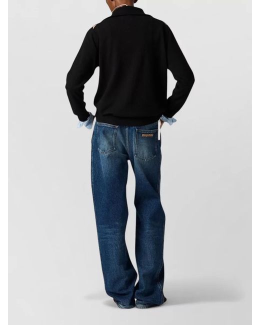 Miu Miu Black Cashmere Cardigan Argyle Pattern High Neck